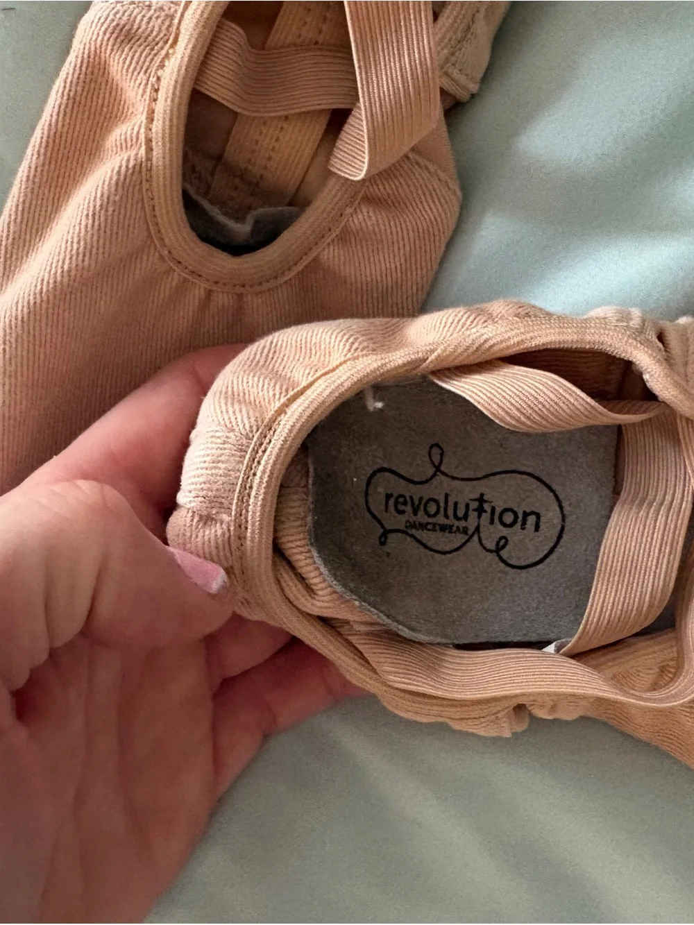 Evolution split sole canvas ballet slippers  in pink & footless stockings 9 A